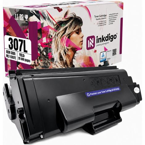 Tóner Inkdigo MLT-D307E compatible con Samsung ML-5010, ML-5015 y ML-5015ND. Certificado por TÜV. (1/5)