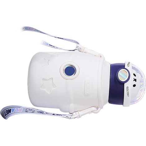 Mug isotherme en acier inoxydable 500 ml avec couvercle et paille, gourde pour enfant, blanc (1/5)