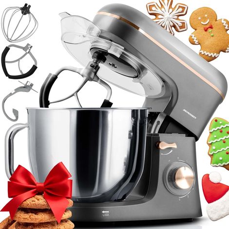 Robot pâtissier planétaire 3 en 1, 6 L, 1400 W, moteur en cuivre
