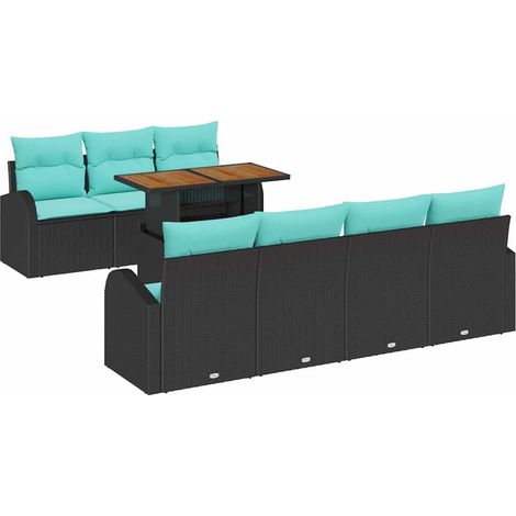 Garden Sofa Set with Storage 8 pcs Black Poly rattan vidaXL (1/5)
