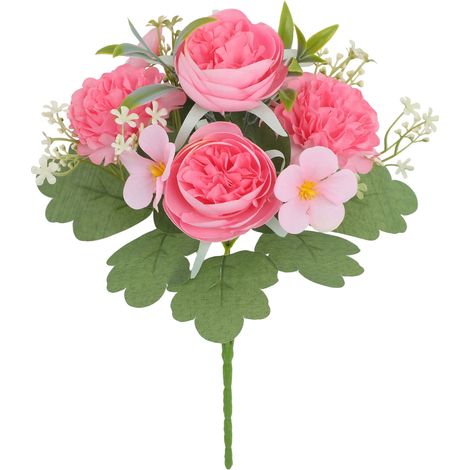 Bouquet De Pivoines Artificielles - 30 X 18 X 5 Cm - Rose Fuchsia - Pour Décoration Intérieure Extérieure Mariage Photographie - 1 Pièce (1/5)