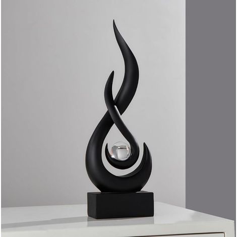 Décoration Flamme Moderne Noire, Statue Minimaliste et Sculpture Abstraite pour Salon et Bureau (1/5)