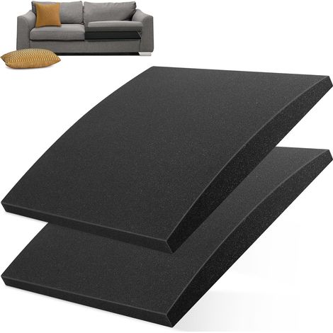 Lot de 2 Mousse de Rembourrage Haute Densité pour Canapé 50x50cm, Support Coussin de Canapés pour Assise Affaissé, Coussins de Réparation de Remplacement Sièges de Meubles pour Causeuse, Chaise (Noir) (1/5)