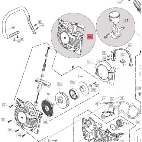 Avviamento ORIGINALE BLUEBIRD per motosega CS 590 CS590-96