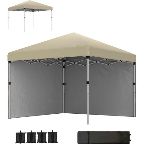 Faltbarer Gartenpavillon/Festzelt zum Aufklappen, höhenverstellbar, UV-Schutz 30+, 2 Seitenwände, inklusive Tragetasche