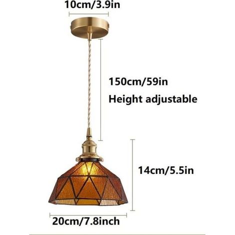 Lustre en verre et laiton, ambre précieux, adapté aux bars et restaurants, tables de chevet, etc., style luxe