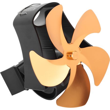 Ventilateur mural à 5 pales pour cheminée, en alliage d'aluminium, magnétique et silencieux, alimenté par la chaleur, pour poêles à gaz, couleur or. (1/5)