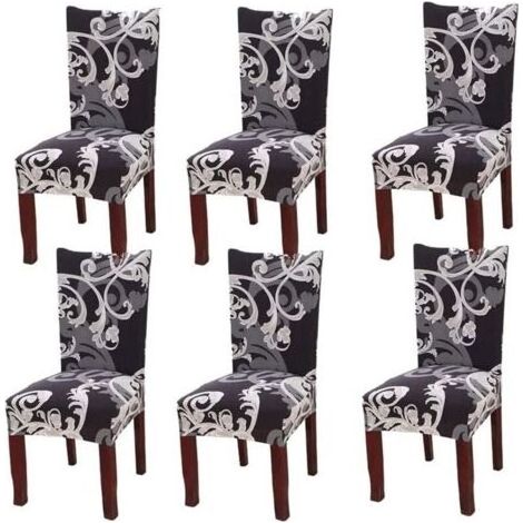 Ensemble de 6 housses de chaise extensibles universelles pour chaise salle ������ manger roi europ������en (1/4)
