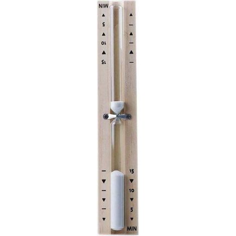 Sablier - 15 Minutes - Pour Sauna Et Salle De Bain - Cadre En Bois - Verre Trempé - Blanc Sable