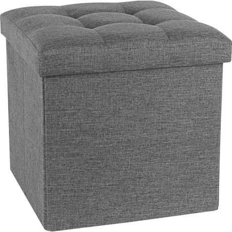 BOLLI Banc de Rangement, Ottoman avec Espace de Stockage, Coffre de Rangement Intérieur Repose-Pieds, pour Salon, Chambre, Entrée(Gris 38x38x38cm)