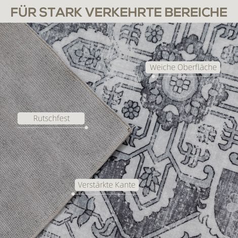 Tapis de salon lavable en machine, antidérapant, aspect flanelle, 230 x 160 cm, gris (1/4)