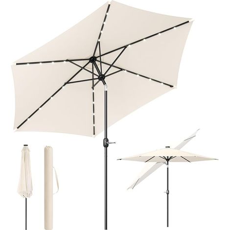 WOLTU Ombrellone Giardino Ø 300 cm conRotazione a 360°, Ombrellone a Manovella, Inclinazione Regolabile, Beige (1/5)