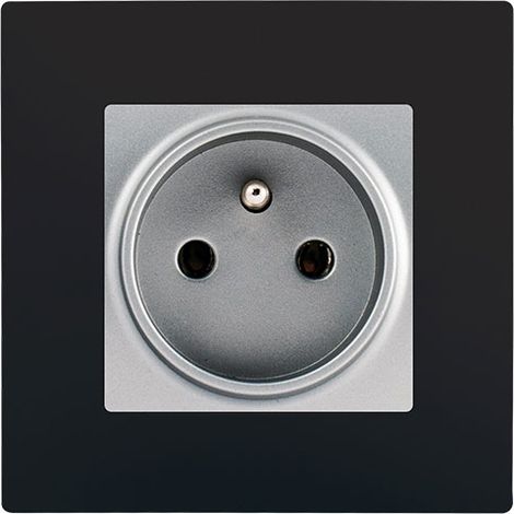 SIEMENS Prise 2P+T Silver Delta Viva + Plaque Noir (1/2)
