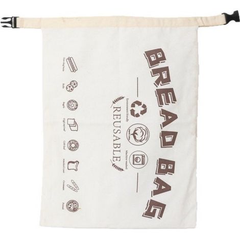 Sacchetto per il pane in cotone, 32 x 42 cm, rivestito in cera d'api, con chiusura a fibbia, riutilizzabile, per alimenti. (1/5)