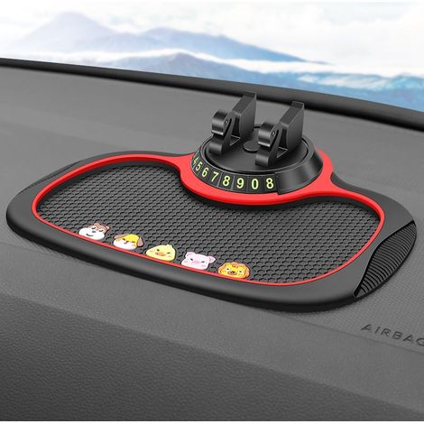 Support de tapis de téléphone de voiture, tapis antidérapant multifonctionnel pour clés, pièces de monnaie et lunettes de téléphone portable (dessin animé), tapis et support antidérapants (1/5)