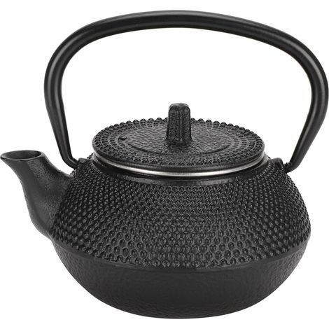 300ml Théière En Fonte Japonaise, Teapot En Fer Traditionnel Avec Passoire Bouilloire Theiere Avec Infuseur Fonte Avec Filtre Théière Emaillé Noir Service a the Pour La Maison Restaurant (1/5)