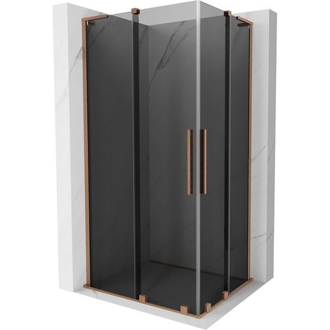 Mexen Velar L Duo Duschkabine Schiebetür 90 x 80 cm, graphit, gebürstetes Kupfer - 871-090-080-02-43-65 (1/5)
