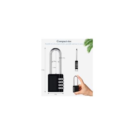 Cadenas à Combinaison à 4 Digit,Serrure Combinée,Cadena a code Casier pour Gymnase, école, Portail, Hangar, Garage, Rangement, et Boîte à Outils Serrure Combinée,Noir