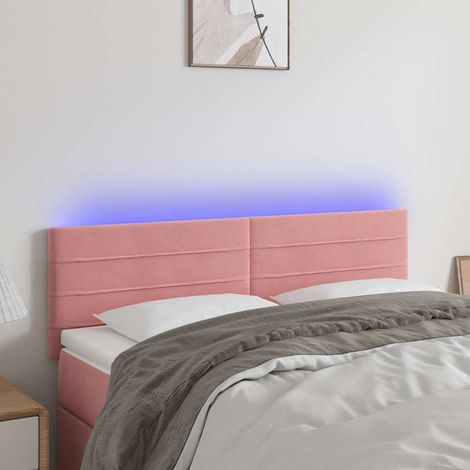 Tête de lit LED rose en velours réglable 144 x 5 x 78/88 cm, 9.15kg - PANGIVO (1/5)