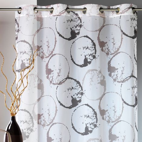 Voilage tamisant au style artistique Taupe 135x250 cm (1/3)