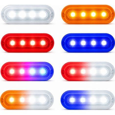 Luz de advertencia lateral LED blanca/azul para camión y furgoneta, señal estroboscópica de 4 LED, 12-24 V (1/5)