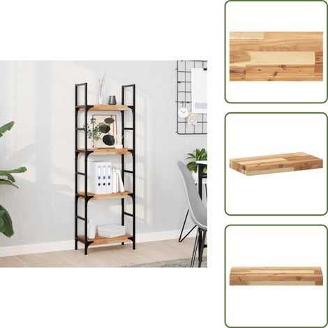 The Living Store Étagère flottante 60x20x4 cm acacia massif finition à l'huile - Etagere Murale - Étagère Flottante - Meuble Décoratif - Rangement Mural - Bibliothèque Murale (1/5)