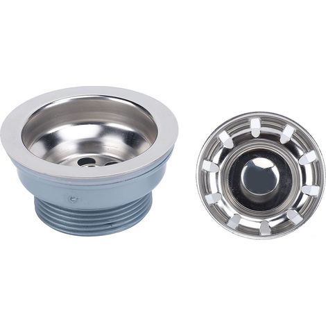 Ensemble de vidange d'évier de cuisine en acier inoxydable poli miroir, avec bouchon de crépine pour ouverture de 52mm (1/5)