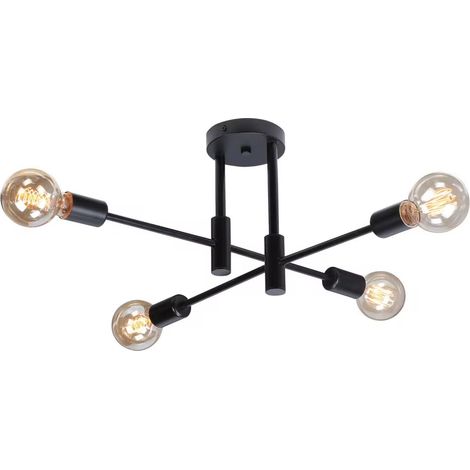 Lustre Sputnik, éclairage suspendu nordique moderne du milieu du siècle, plafonnier à 4 lampes (ampoule non incluse) (1/5)