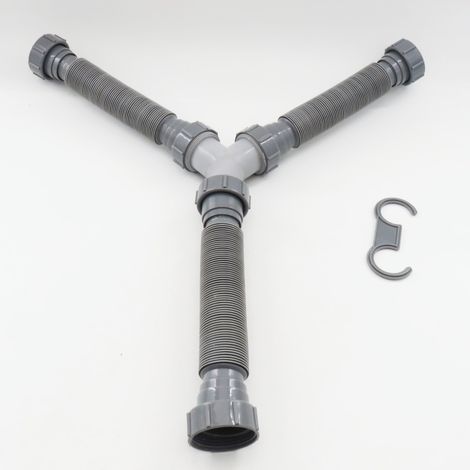 45-mm-Quer-T-Stück, 80 cm Abflussrohr, doppelt geschlitztes Y-Stück, Zubehör für Gewinde-Waschbeckenrohre (1/4)