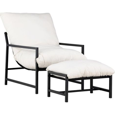 Fauteuil de Jardin & Repose-Pieds "Corso" 86cm Noir