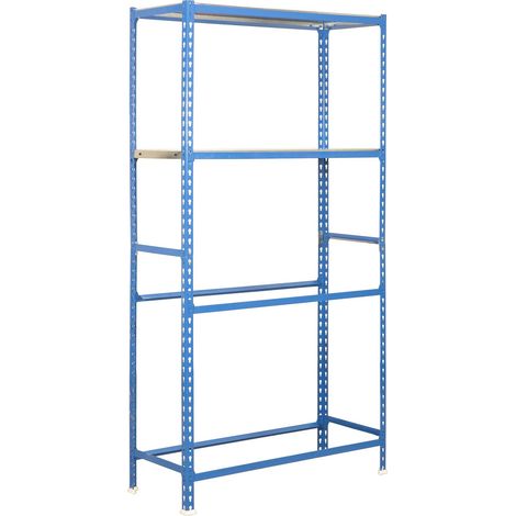 Simon Rack - Etagère 4 plateaux Bleu/Zinc charge 180Kg/plateau - KIT SIMONGARAGE MEGAPLUS 4/400