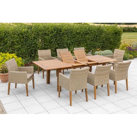 Ranzano Set 9tlg 8 Sessel Kiss Tisch 180(220/260)x100cm