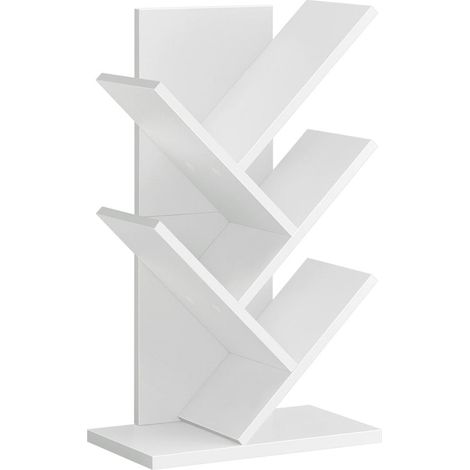 Bibliothèque arbre sur pied à 5 niveaux étagère d’angle gain de place avec étagères pour chambre salon bureau blanc (1/3)