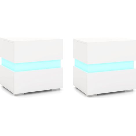 Tavolino comodino a LED con cassetti e telecomando Comodino con 22 modalità di luce 10 velocità e 5 luminosità Bianco (1/4)