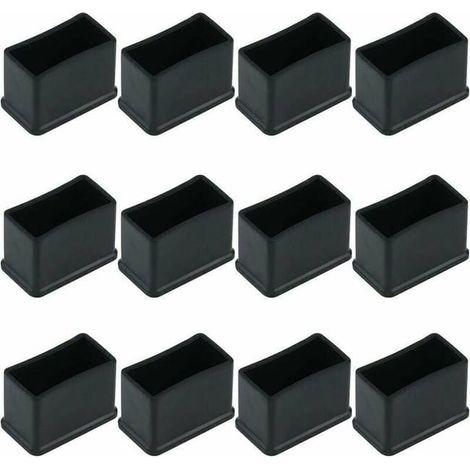 Lot de 12 Embouts de Protection Rectangulaires en Feutre de Caoutchouc pour Pieds de Table ou de Chaise - Noir, 15 x 30 mm (1/5)