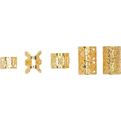 200 bijoux de cheveux vikings, runes nordiques, perles tubulaires pour tresses et dreadlocks, accessoires de décoration dorés (1/5)