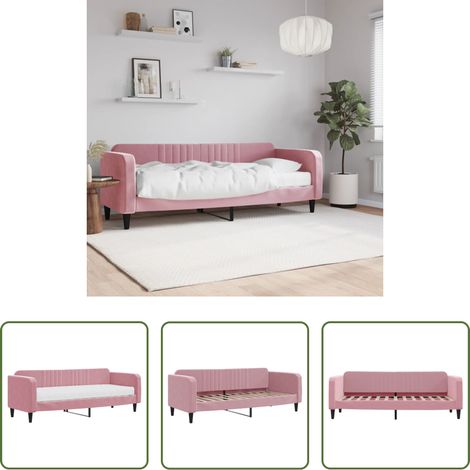 vidaXL Sofa mit Bett - Tagesbett mit Matratze Rosa 80x200 cm Samt (1/5)