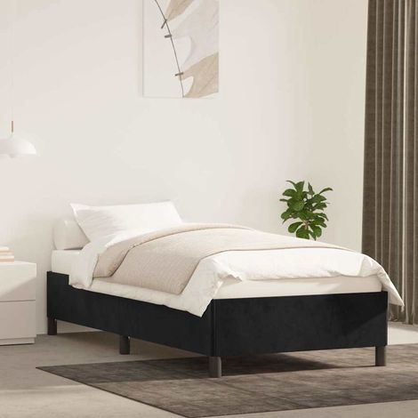 Lit simple pour adulte Cadre de lit - Noir 90x190 cm Velours BV457768 - BonneVie (1/5)