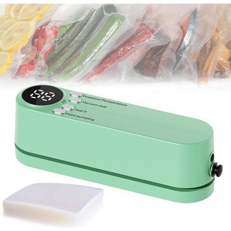 pair Mini scelleuse sous vide portable sans fil, rechargeable par USB, pour aliments secs, humides et en-cas (vert)