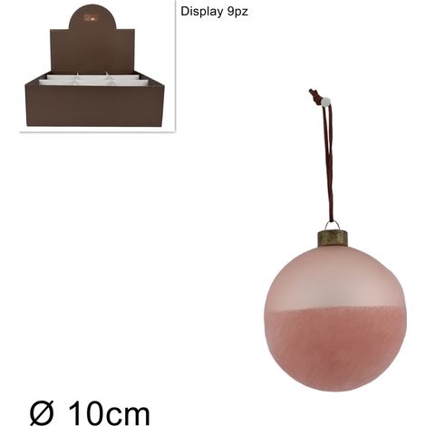 PALLA VETRO DIAMETRO10 CM COLORE ROSA OPACO CON VELLUTO