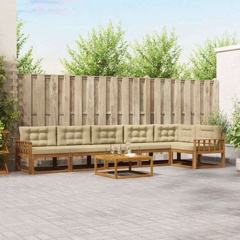 vidaXL Outdoor-Sofagarnitur mit Kissen 7 pcs Natur und Beige (1/5)