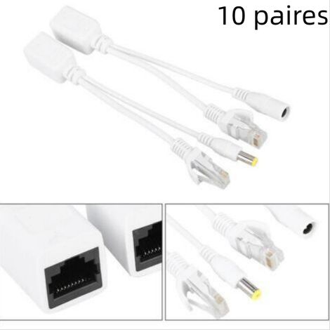JSSEVN-Adaptateur secteur PoE RJ45 Ethernet 10 paires pour caméra IP