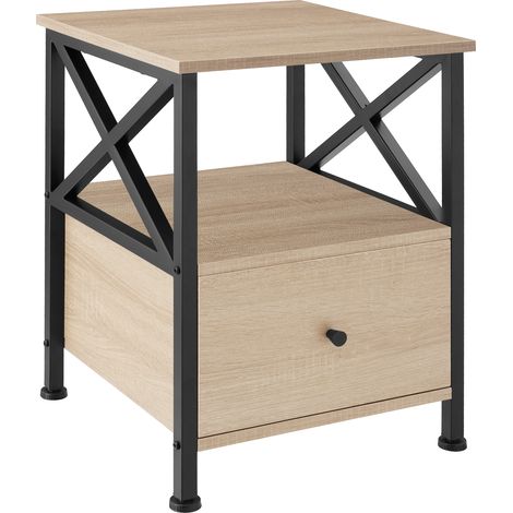 Table de chevet Style industriel 40 x 415 555 cm Bois clair (1/5)