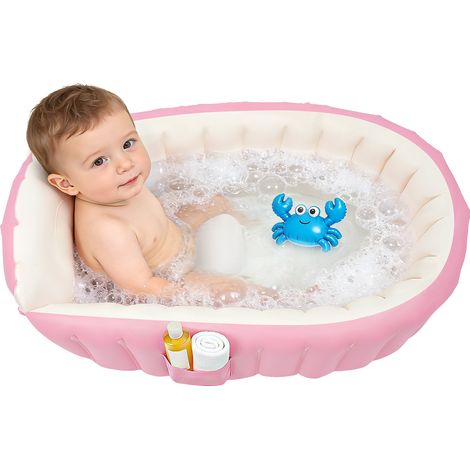 Baignoire Gonflables Bébé Baignoire Gonflable pour Douche Bebe Baignoire Enfant avec Gonfleur pour Bébé, Nouveau-né, Tout-petit, Enfant, Garçons et Filles (Rose) (1/5)