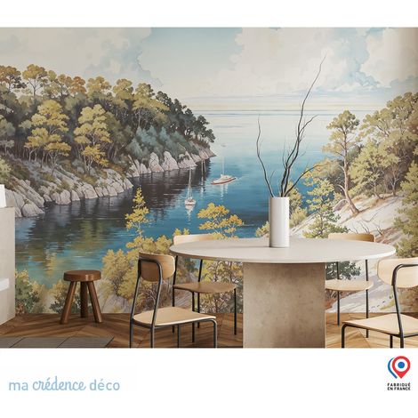 Papier peint : Dunes, Herbes et Phare - Intissé - L.200 x H.280 cm - Vert pastel (1/3)