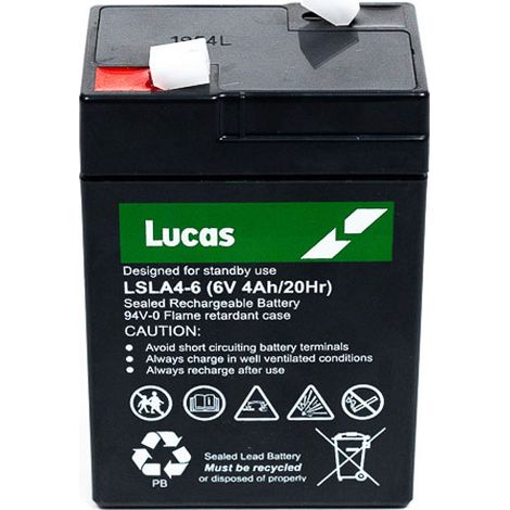 Batterie Plomb Etanche Stationnaire Lucas VRLA AGM LSLA4-6 6V 4Ah (1/3)