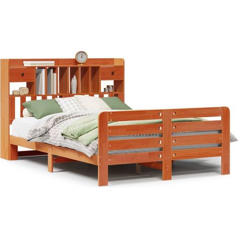 Maison Exclusive - Letto Libreria senza Materasso Marrone Cera 140x190 cm in Pino
