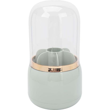 Porte-pinceaux de maquillage rotatif 360°, organisateur étanche à la poussière, boîte de rangement à 6 compartiments pour coiffeuse, salle de bain, protection UV. (1/5)