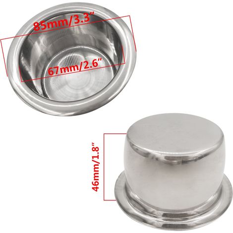 Marine stainless steel cup holder, no hole, car cup holder, RV modification accessories, marine, yacht, and RV accessories - short 46mm - (1/4)