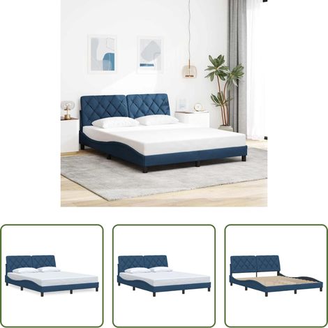 vidaXL Sommeil - Cadre de lit sans matelas bleu 160x200 cm tissu (1/5)